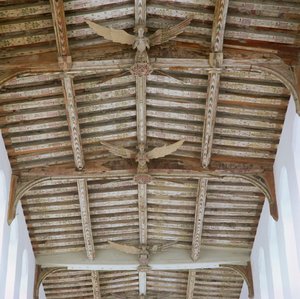 View of the tie-beam roof